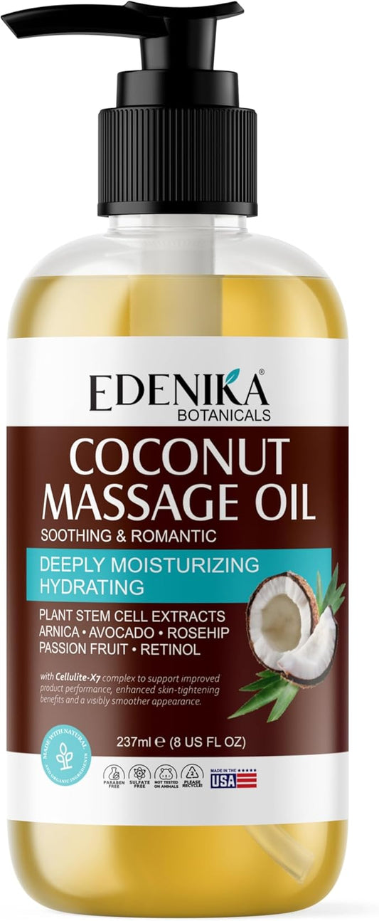 Tropical Coconut Massage Oil for Massage Therapy, Soothing Romantic Massage Oil for Relaxing, Skin Moisturizing & Hydrating, 8 fl oz