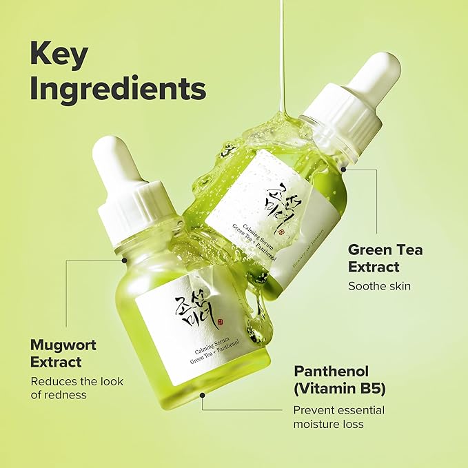 Beauty of Joseon Calming Serum Green Tea Panthenol Soothing, Moisturizing Sensitive, Acne-Prone, UV Irritated Skin, Daily Korean Skin Care for Men and Women (2 Fl.Oz.)