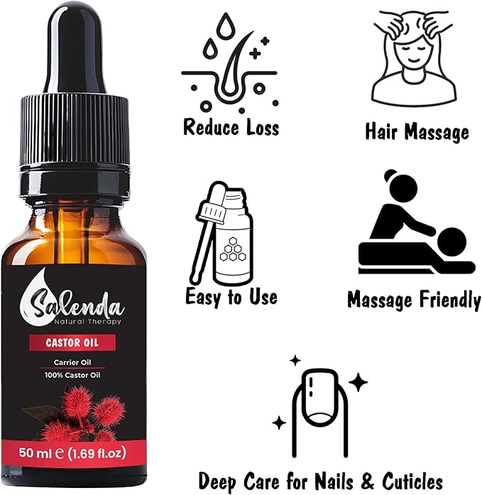 Castor Oil for Hair Growth, Natural 100% Pure, Eyelashes Serum, Eyebrows, Skin Moisturizer with Starter Kit-1.69 Fl Oz (50 ml)