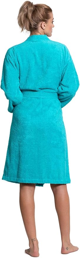 Turkuoise Soft & Absorbent Towel Robe, 100% Cotton Turkish Terry Cloth Kimono Bathrobes for Women