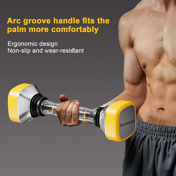 Bersauji Shaking Dumbbells,Fitness Weight Equipment For Man Women - Single Dumbbells Weight Full body Core Muscle Training for Shoulders, Chest, Biceps, Triceps, Forearm Exercises, Shake Adjustable Resistance up to 22-66 lbs