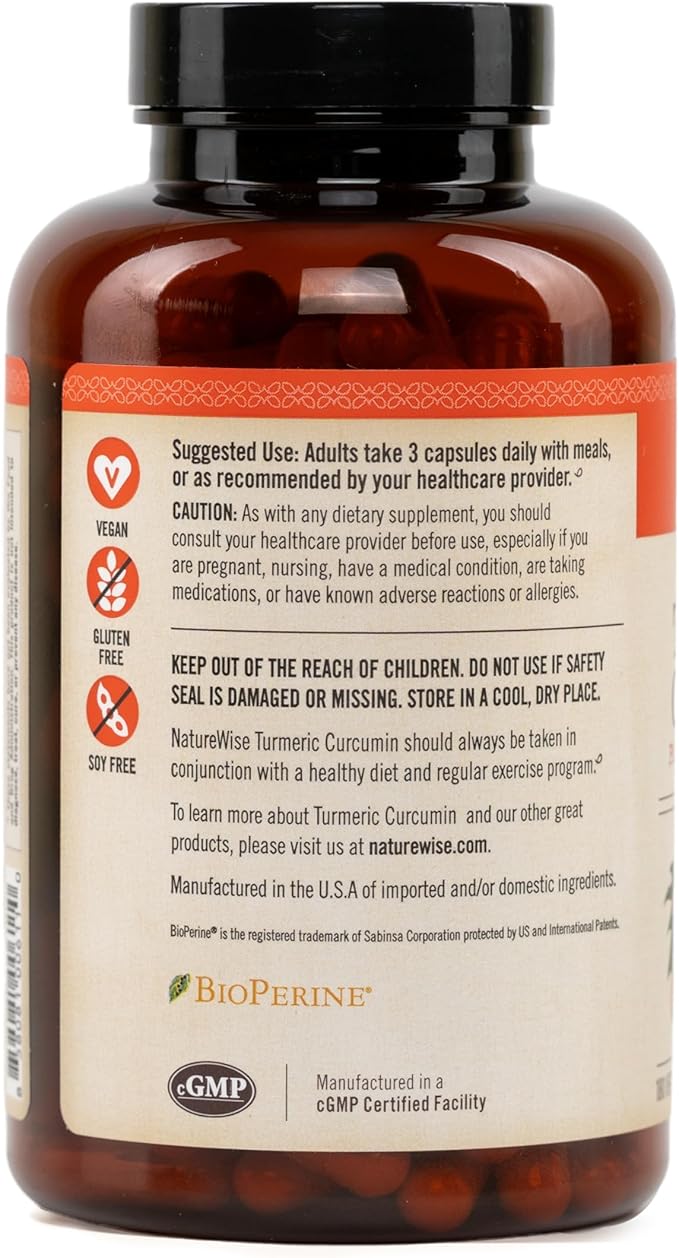 NatureWise Curcumin Turmeric 2250mg - 95% Curcuminoids & BioPerine Black Pepper Extract for Advanced Absorption - Daily Joint and Immune Health Support - Vegan, Non-GMO, 180 Count[60-Day Supply]