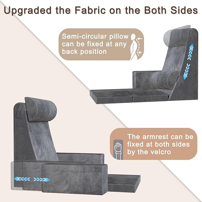 Reading Pillow,Backreast-Pillow with seat-Cushion,for Bed/Floor Sitting Up Adult,Back Height Adjustable with Memory Foam,Large Backrest with Arms,Great for Reading/Games/Watching TV, 24"