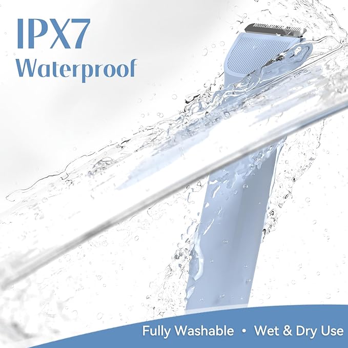 5-in-1 Bikini Trimmer for Women, IPX7 Waterproof Electric Razors Shaver, Cordless Body Hair Trimmer, Facial & Pubic Hair Removal, Ceramic Blade (Sky Blue)