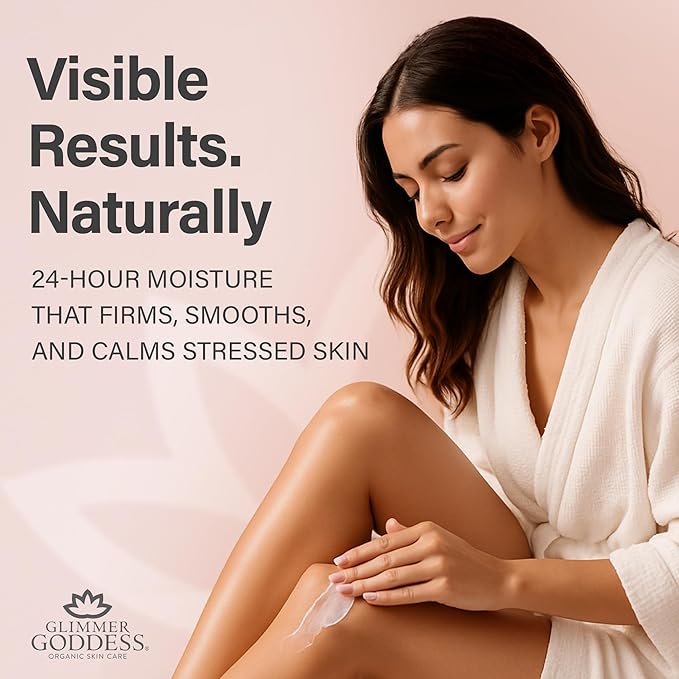 Glimmer Goddess Organic Whipped Body Butter for Women - Moisturizer Cream with Shea & Cocoa Butter, Almonds & Coconut Oil - Rosemary Mint Body Butter, 8oz