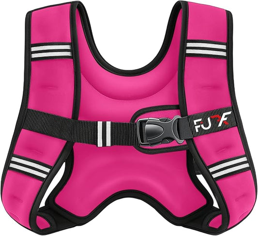 FUFF Weighted Vest Woman, 5/10/12/15/20/25/30 LB Womens Weight Vest for Walking, Strength Training Weight Vests for Female Men, Reflective Stripe Fitness Body Vest for Workout Running Jogging