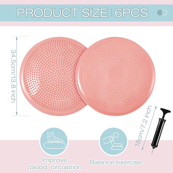Amylove 6 Pcs Wiggle Seat Inflated Wobble Cushion for Sensory Kid 13 Inch Balance Disc Kids Flexible Seating Exercise Sensory Pad Chair Cushion for Classroom Office School