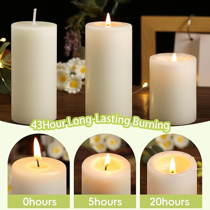 8 Pack Natural Beeswax Pillar Candles,100% Pure Beeswax Candles-344 Hours Long Burning,Off-White Unscented Bees Wax Candles for Home,Prayer,Dripless Smokeless Organic Pillar Candles Bulk-2x4in