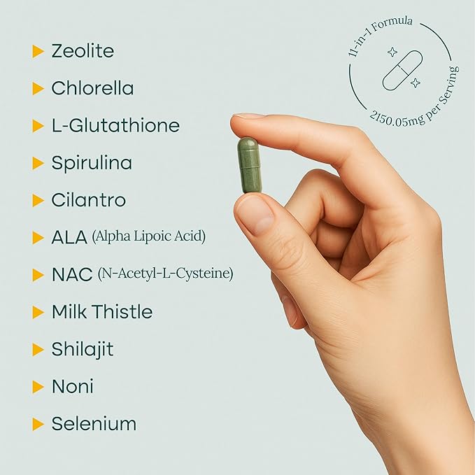 Liver Cleanse Detox & Repair for Heavy Metal Detox, Gut Health, and Energy - Zeolite for Adults with Noni, Glutathione, NAC, Chlorella, Spirulina, ALA, Cilantro, Milk Thistle & Shilajit, 90ct