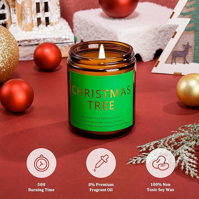 Christmas Candle Set | 4 Pack Scented Candles for Home | Holiday Gifts for Women & Men | Soy Candles with Scents of Christmas Tree, Cookies, Spices & Apple Cider