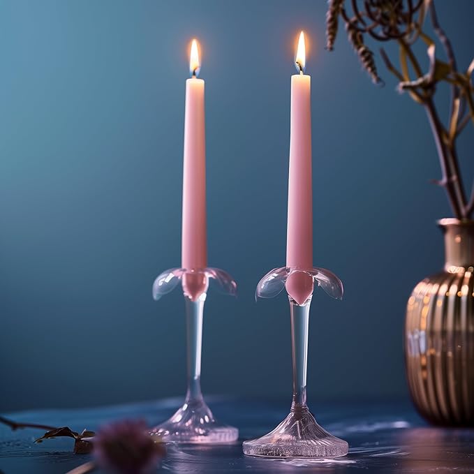 6 PK 10" Classic Taper Candles, Cotton Candy Pink, 7-8 Hours Long Burning, Unscented Tall Candlesticks