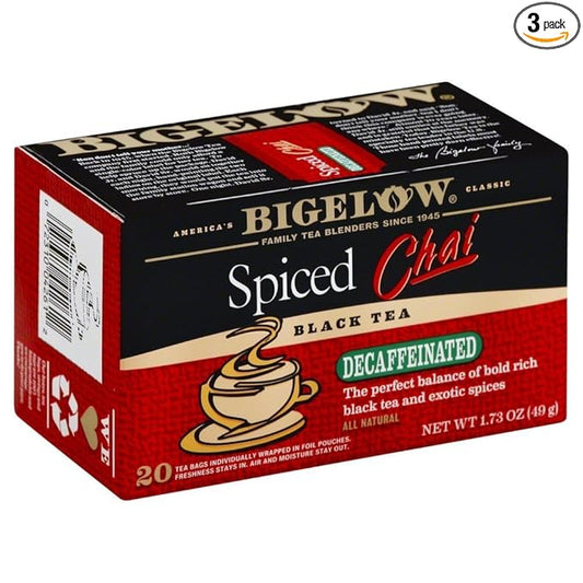 Bigelow Tea Decaf Chai Spiced 20 Bags (3 Pack)