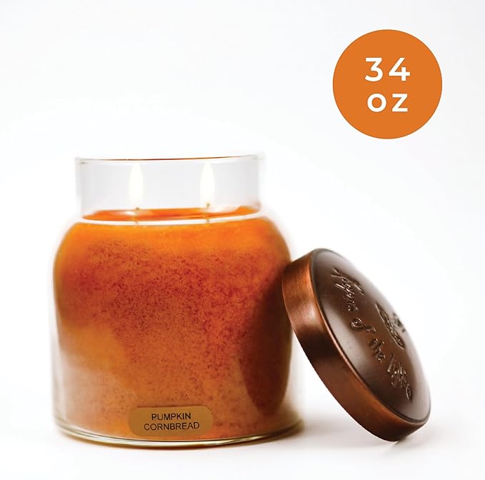 A Cheerful Giver - Pumpkin Cornbread - 34oz Papa Scented Candle Jar with Lid - Keepers of The Light - 155 Hours of Burn Time, Gift for Women, Orange