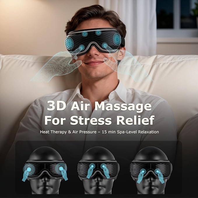 ALLJOY Eye Massager with Heat and Cooling, Lightweight Eye Massager with Removable Gel Mask, Birthday Gifts for Women Men, Eye Care Devices for Migraine, Reduce Dry Eyes