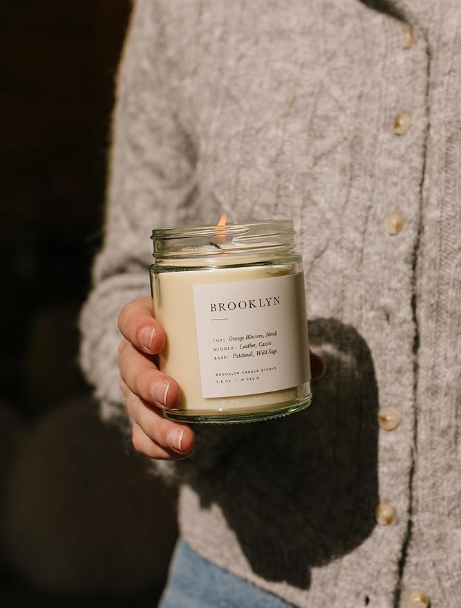 Brooklyn Candle Studio Brooklyn Jar Candle - Luxury Scented Candle, Vegan Soy Wax, Hand Poured in The USA, 50 Hour Slow Burn Time - 7.5oz