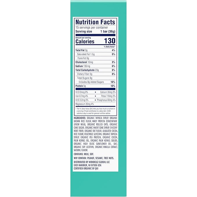 Zbar Protein - Chocolate Flavored Mint - Crispy Snack Bars - Made with Organic Oats - Non-GMO - 5g Protein - Gluten Free Protein Bars (15 Pack)