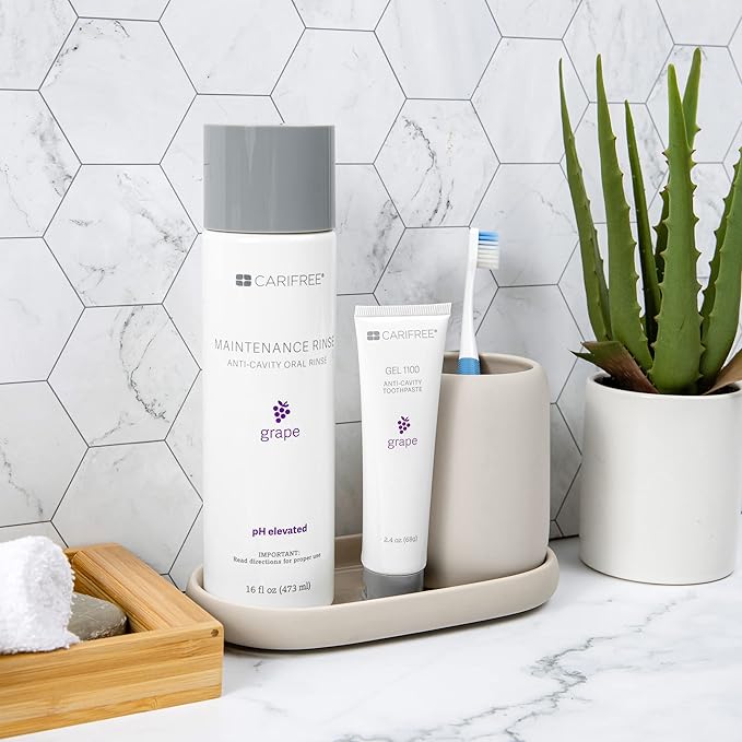 CariFree Maintenance & Prevention Kit, Grape | Anti-Cavity Fluoride Toothpaste & Mouthwash Freshens Breath and Moistens Mouth | Dentist Recommended for Oral Care (2 Piece Set)
