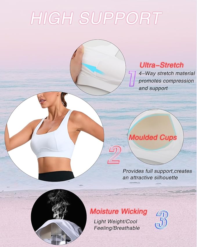 RUNNING GIRL High Impact Sports Bras for Women,Racerback Running Bra Workout Crop Tank Tops Longline Sports Bra Push up