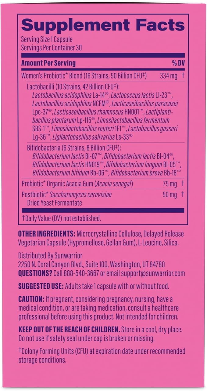 Probiotic for Gut Health 50 Billion CFU Probiotics Supplement Capsules 16 Strains Prebiotics, Postbiotics for Women Gut Immune Colon Health Energy Endurance Support Soy-Free Non-GMO 30 Capsule Serving