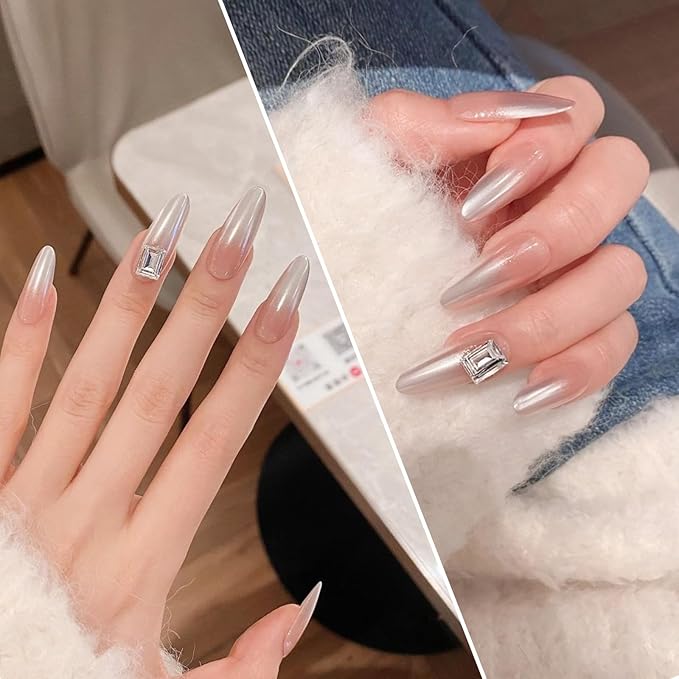 Artdone Chrome Nail Powder Magic White Pearl Kit Mirror Effect Silver Metallic Holographic Dip Nail Powder Decoration Iridescent Aurora Mermaid Pigment