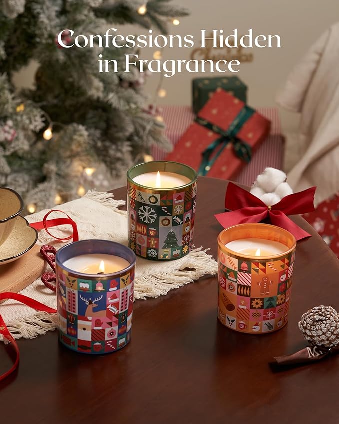 M&SENSE Gingerbread Cookie Christmas Candle, Natural Soy Wax 9.9oz 55 Hours Long Lasting Burn, Caramel Cinnamon Holiday Scented Candle for Home, Winter Scent Christmas Gift for Women Family Friends