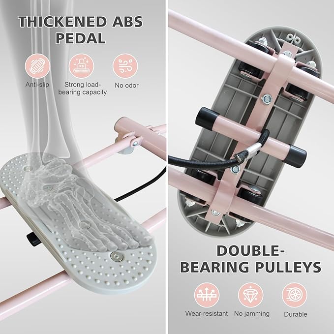 Foldable Leg Exercise Machine，Height Adjustable Resistance Bands Machine Exercise Equipment for Leg Pelvic Floor Muscle Workout，Core Strength Training for Home