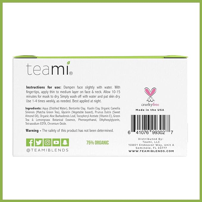 Teami Green Tea Mask + Face Scrub Skincare Bundle - Deep Cleansing Pore Minimizer & Blackhead Remover Detox Facial Mask (6.3oz) + Natural Exfoliating Body Scrub & Face Scrub (4oz)