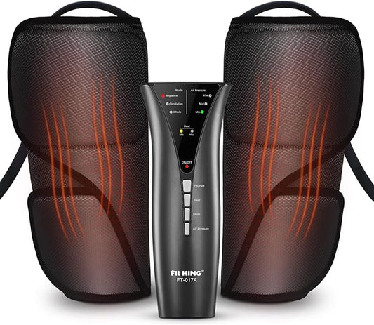 FIT KING Air Compression Leg Massager with Heat Calf Massager for Circulation (Corded Electric) Helpful for Pain Relief RLS Edema and Muscles Relaxation - Great Gift for Wife Mom