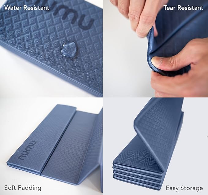 Numu Foldable Yoga Mat with Yoga Carrying Strap - Nonslip, Lightweight, and Portable 1/4” Inch Thick Workout Exercise Mat - Perfect for Easy Storage and Travel