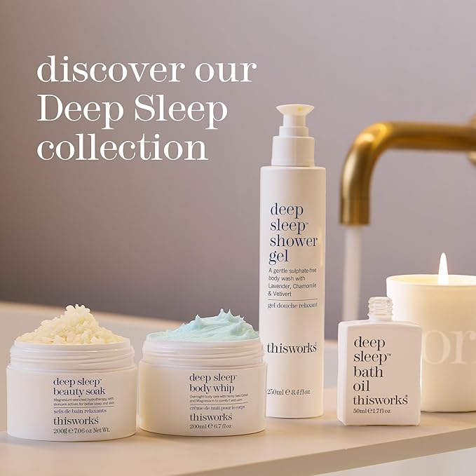 thisworks Sleep Retreat Box Gift Set: Deep Sleep Pillow Spray, Body Moisturizer and Shower Gel. Travel set to Promote Sleep with Lavender, Camomile and Vetivert