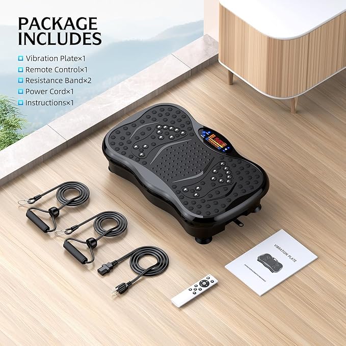 Vibration Plate Exercise Machine, Lymphatic Drainage Machine for Weight Loss, Lymphatic Drainage & Muscle Recovery, Multiple Speeds with Bluetooth & Remote, Max User Weight 330lbs (PureBlack)