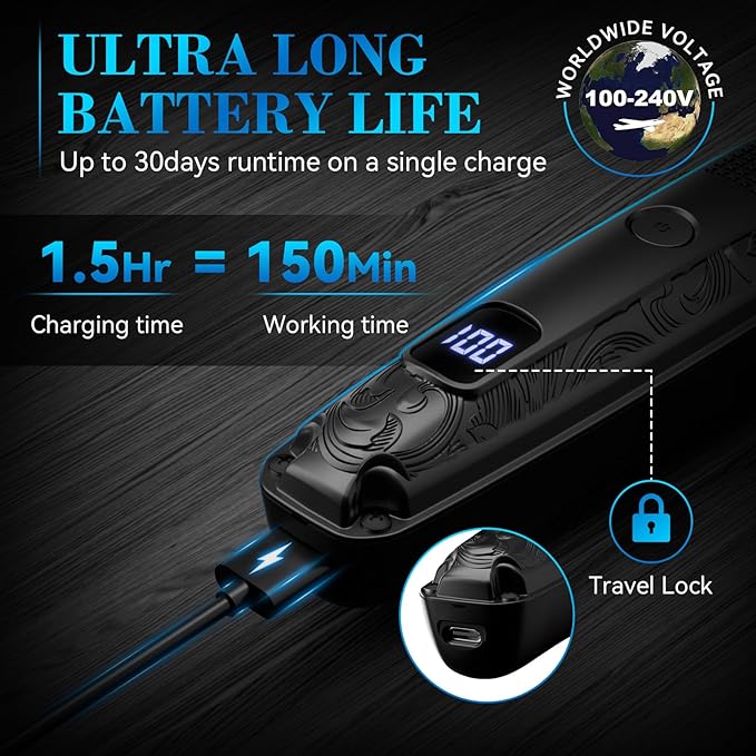 Ufree Beard Trimmer for Men, IPX7 Waterproof Electric Shaver Razor, Hair Trimmer for Nose, Body, Face and Mustache, Cordless Hair Clipper Grooming Kit, Gifts for Men