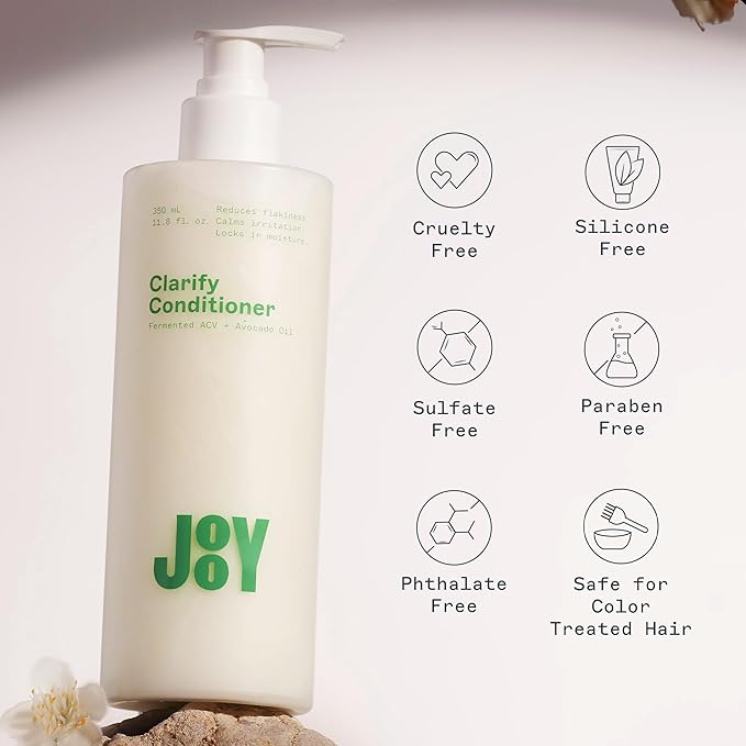 JOOY Clarify Conditioner Weightless Hydration, Soothes Scalp Irritation, Reduces Flakiness & Fights Frizz, Safe for All Hair Types & Color-Treated Hair, Free of Sulfates & Parabens, 3.38 fl oz