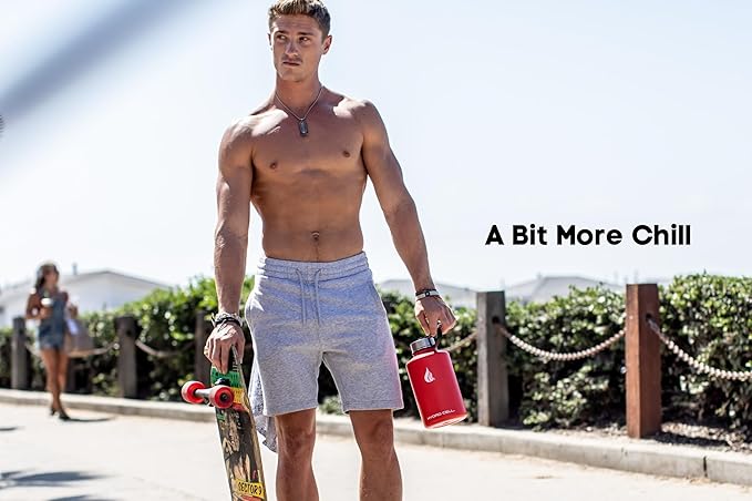 HYDRO CELL Stainless Steel Insulated Water Bottle with Straw - For Cold & Hot Drinks - Metal Vacuum Flask with Screw Cap and Modern Leakproof Sport Thermos for Adults (Mandarin 64oz)