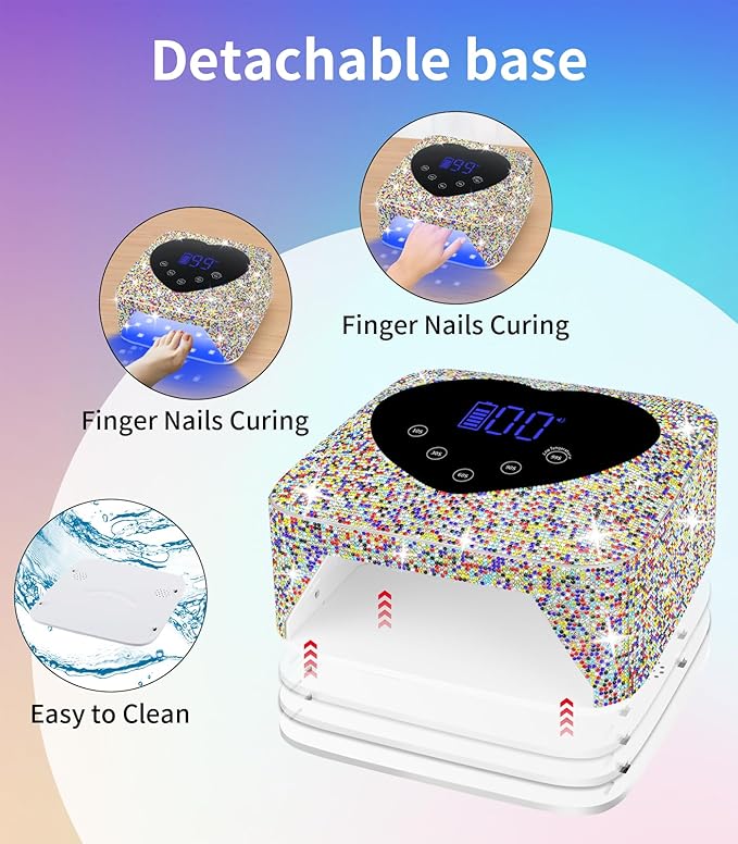 UV Nail Lamp, HUGMAPLE 72W UV Light for Gel Nails, Cordless Rechargeable Diamond Fast Dryer with 5 Timer Setting, Touch Control & Auto Sensor, Professional Led Curing Lamp for Salon & Home