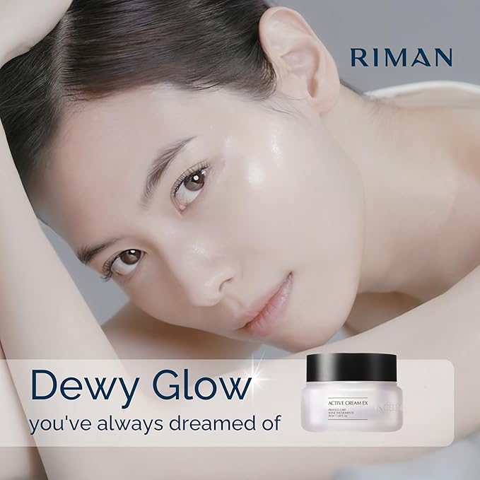 Riman Active Cream EX | Moisturizer with Korean Grown BYoungPool Leaf | Fast Absorbing & Non Greasy | Hydrating Face Cream for Sensitive Skin | Cruelty Free & Sustainable | Skin Firming Skin Care