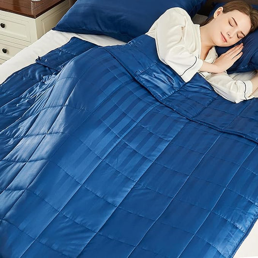 Weighted Blanket Queen/King Size (80"x87" 17lbs),Ultra Soft and Cozy Cooling Weighted Blanket for Adult,Heavy Blanket with Machine Washable Soft Blanket, Navy Blue