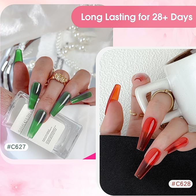 ROSALIND Jelly Gel Polish - 12 Colors Clear Translucent Gel Nail Polish Set Sheer Transparent Effect Soak Off UV Set Summer Nail Art Collection Manicure Gift for Women