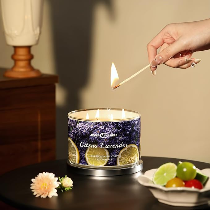 Citrus Lavender Scented Candles, 18oz Soy Candles Non Toxic 4-Wick Large Candle Jars, Over 50 Hours of Burning Time, Ideal for Gifting, Events, Home Decor