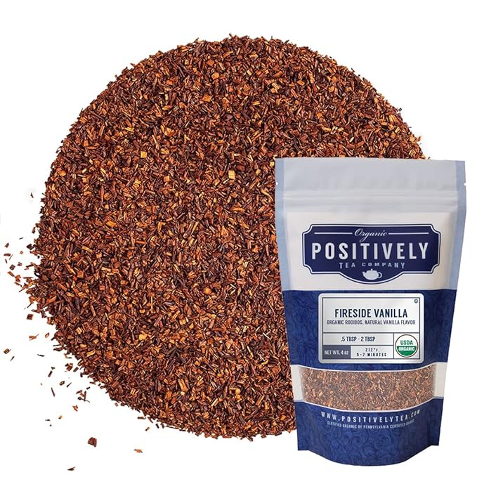 Organic Positively Tea Company, Fireside Vanilla Rooibos Tea, Loose Leaf, 4 Ounce