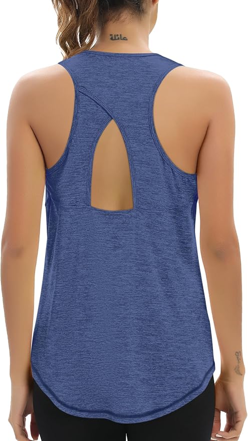 Aeuui Womens Workout Tops Open Back Racerback Tank Tops Sleeveless Yoga Athletic Running Shirts Gym Clothes for Women