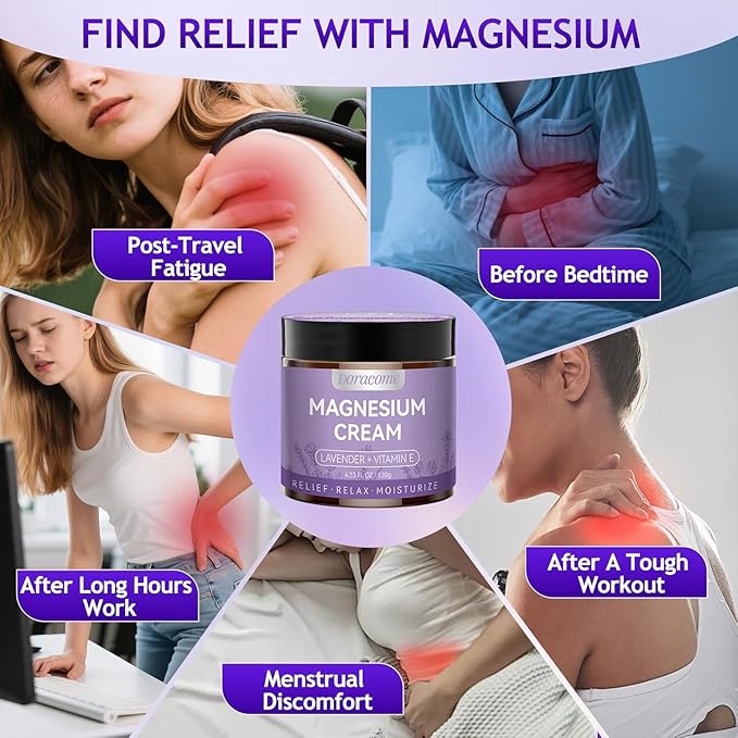 Magnesium Lotion | Magnesium Cream for All skin types, Bedtime Routine, Fast-Absorbing Non-Greasy, Unscented, for Legs, Calves & Feet, 4.23 oz