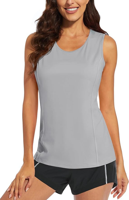 MAGCOMSEN Women's Sleeveless Workout Shirts UPF 80+ Dry Fit Running Wicking Tank Tops Athletic Gym Summer