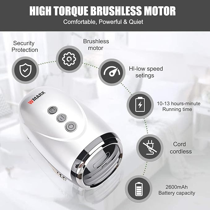 Professional Haircut Massager/Cordless Handheld Massager, Vibration Neck/Legs/Hands/face Massager, 2 Massage nodes 2600AMH (Silver)