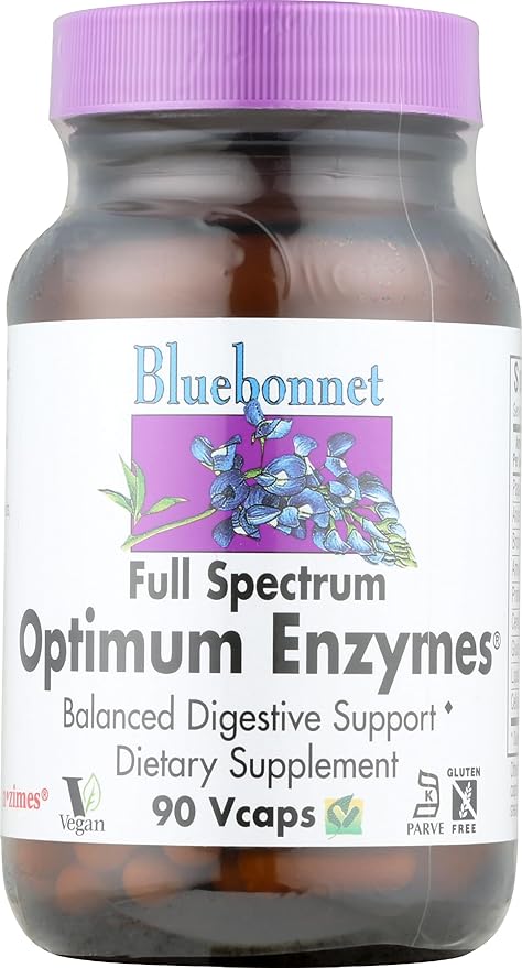 BlueBonnet Full Spectrum Optimum Enzymes Vegetarian Capsules, 90 Count