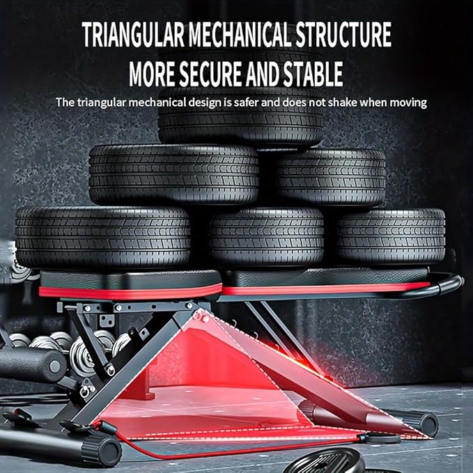 Adjustable Exercise Chair for Home Gym – Foldable Back Extension Bench for Core, Hip & Lower Back Workout – Multi-Functional Hyperextension Bench with Tension Rope for Full-Body Exercise