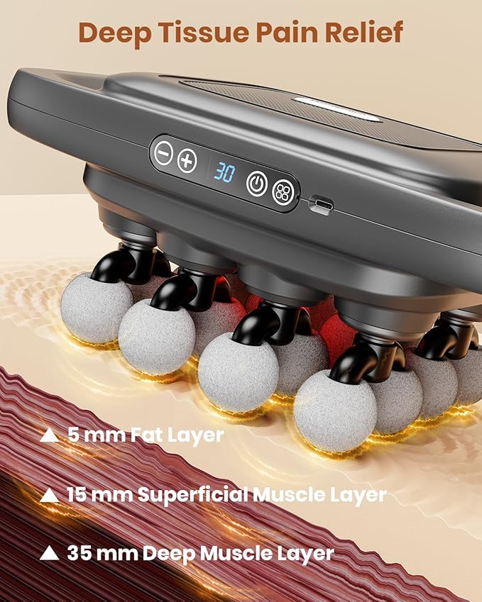 16-Head Massage Gun, Deep Tissue Back Massager with 30 Adjustable Intensities & 3 Modes, Electric Percussion Massager, Gun Tool for Back/Shoulders/Legs/Arms/Neck & Full Body Muscle Pain Relief