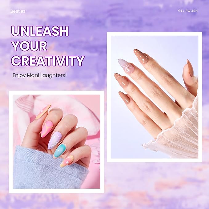 beetles Gel Polish Winter Gel Nail Polish Set Purple Orange Red Brown Black White Blue Nude Green 32 Colors All Seasons Kit with Base Top Coat UV LED Needed Gifts for Women Fingertips Canvas