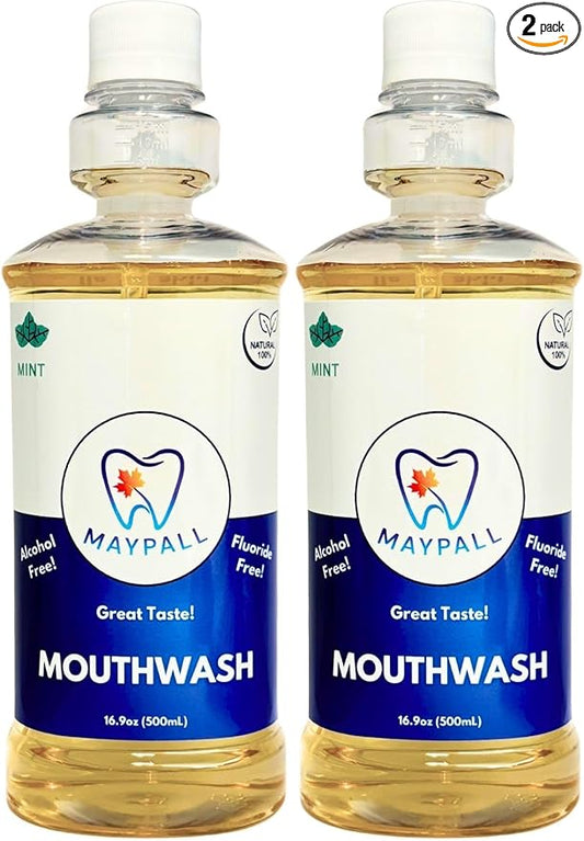 Mint Mouthwash, Safe to Swallow, Natural, Promotes Healthy Teeth, Mild Taste, No Burn, Fluoride Free, Alcohol Free, pH Balancing. 16.9oz (Pack of 2).