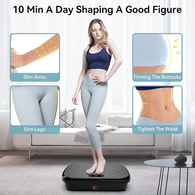 Vibration Plate Exercise Machine for Lymphatic Drainage,180 Adjustable Speeds Whole Body Workout Vibrating Platform Helps Weight Loss, Shaping, Max Weight 400LBS for Women Men
